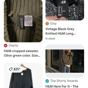 H&M Olive Green Women's Crewneck Sweater